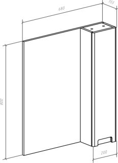 Зеркало-шкаф Bellezza Пегас 70см правый красный 00000008050